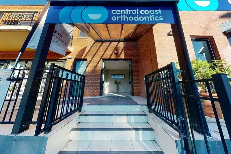 Entrance to the Central Coast Orthodontics practice at Erina, under the branded signage